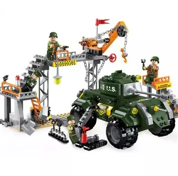 Конструктор - Танк с фигурками и аксессуарами, 396 деталей )