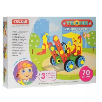 Конструктор Техно – Кран, погрузчик, бульдозер, 70 деталей