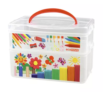 Коробка универсальная с ручкой и декором - ART BOX, 2 секции