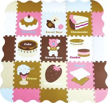 Коврик-пазл фигурный с бортиками - Мишка и сладости, 9 деталей GB-M129GBE