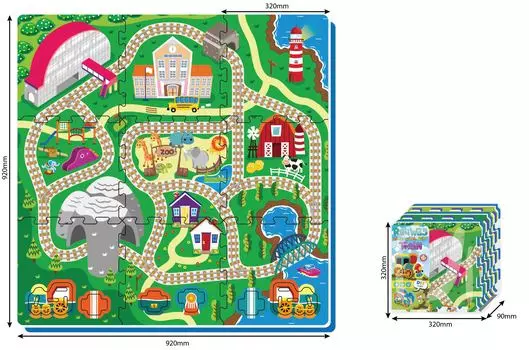 Коврик-пазл – Железная дорога, 9 деталей