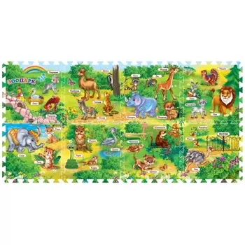 Коврик-пазл - Зоопарк с азбукой, 8 сегментов