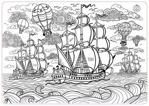 Коврик-раскраска большой - Фрегаты