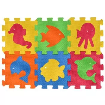 Коврик сборный - Экран любимые герои, с животными, 6 элементов