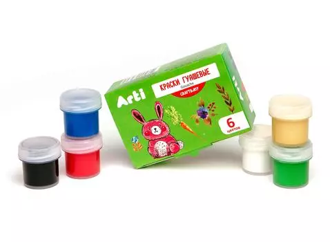 Краски гуашевые - Craft and joy, 6 цветов по 10 мл, 60 мл