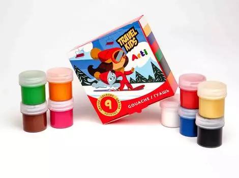 Краски гуашевые - Travel Kids, 9 цветов по 20 мл, 180 мл