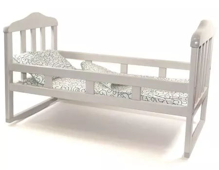 Кроватка деревянная для куклы большая, белая