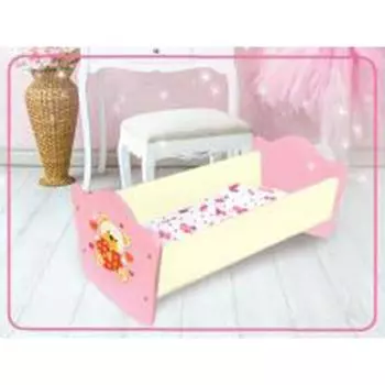 Кроватка для кукол деревянная - Мой мишка, 52 см., цельные боковины