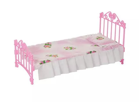 Кроватка с постельным бельем, розовая