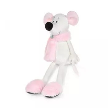 Крыса Василиса в розовом шарфике и тапочках, 23 см