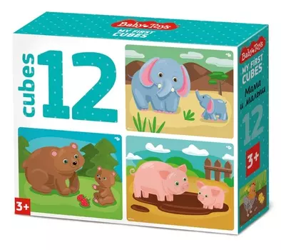 Кубики Мама и малыш из серии Baby Toys, 12 шт. без обклейки