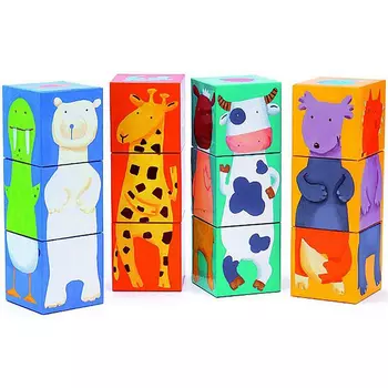 Кубики - Животные, 12 штук
