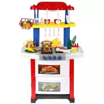 Кухня с набором посуды, вода, свет и звук