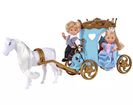 Кукла Еви и Тимми в карете, 12 см.
