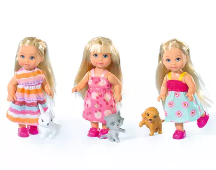 Кукла Еви с зверюшками, 12 см, 3 вида