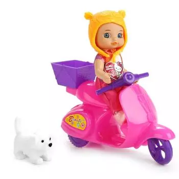 Кукла из серии Hello Kitty 12 см., без звука, с мопедом, щенком и аксессуарами, несколько видов )