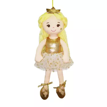 Кукла мягконабивная - Принцесса в золотом платье и короной, 38 см