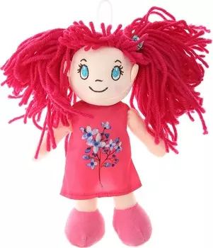 Кукла мягконабивная в малиновом платье, 20 см