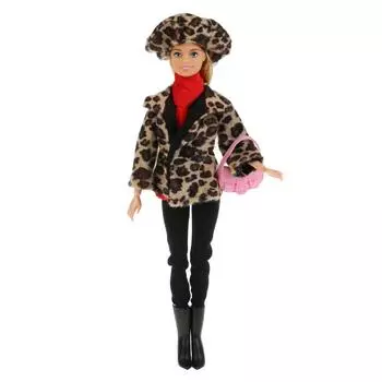 Кукла София в леопардовом пальто и шапке с аксессуарами, 29 см
