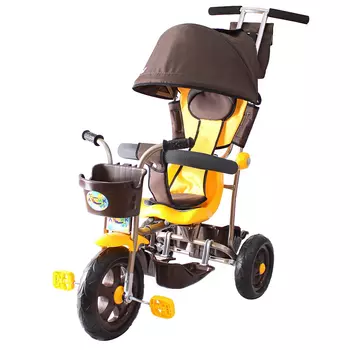 Л001 3-х колесный велосипед Galaxy - Лучик с капюшоном, коричнево-желтый