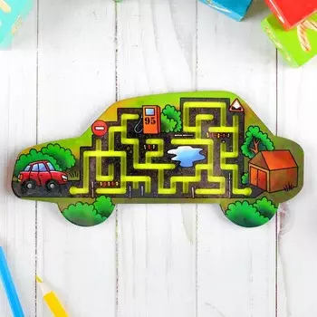 Лабиринт деревянный средний Машинка