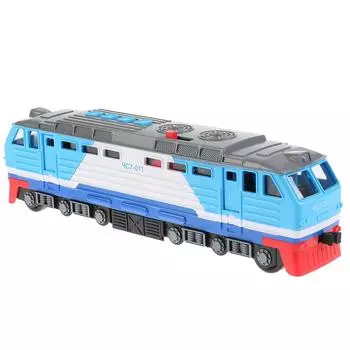 Локомотив свет+звук, 30 см, 4 кнопки, инерционный, синий