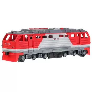 Локомотив свет+звук, 30 см, 4 кнопки, красный, инерционный