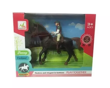 Лошадка с наездником, цвет черный