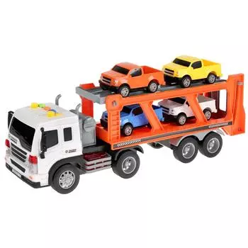 Машина - Автотрейлер, 37 см с 4 машинами, свет и звук