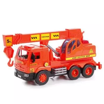 Машина Камаз кран пластиковый 25 см, открываются двери, звук и свет sim)