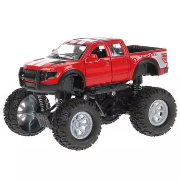 Машина металлическая Бигфут 12,5 см, открываются двери, инерционная, подвеска, красная