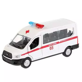 Машина металлическая Ford Transit скорая, длина 12 см, инерционная