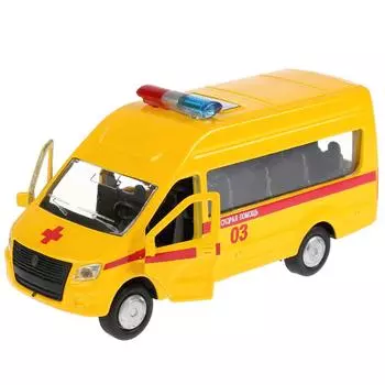 Машина металлическая Газель Next Скорая 12 см, открываются двери, инерционная
