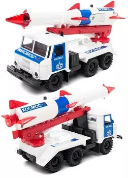 Машина металлическая инерционная ГАЗ 66 с ракетой – Космос, 1:43, со световыми и звуковыми эффектами