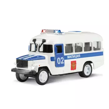 Машина металлическая инерционная КАВЗ Полиция, открываются двери и капот, свет и звук