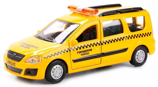 Машина металлическая инерционная – Лада Ларгус Такси, 12 см., открываются двери