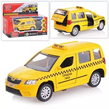 Машина металлическая инерционная Skoda Yeti Такси, открываются двери и багажник, 12 см