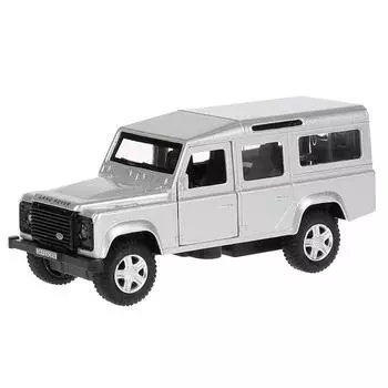 Машина металлическая Land Rover Defender, серебристая, 12 см, открываются двери, инерционная