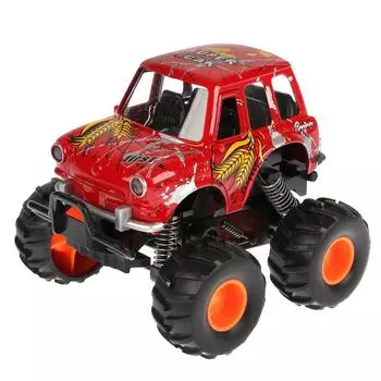 Машина металлическая Монстр Джип, 11,5 см. красный, открываются двери, рессоры, инерционный