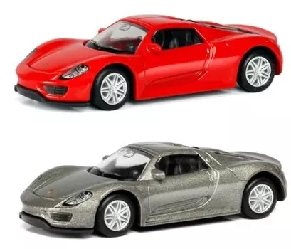 Машина металлическая Porsche 918 Spyder, 1:64, 2 цвета – красный или серый