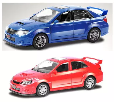 Машина металлическая Subaru WRX STI, 1:64, 2 цвета – синий и красный