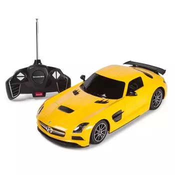 Машина на р/у – Mercedes SLS AMG, 1:18, желтый, белый