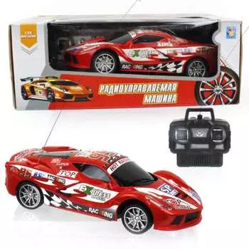 Машина на радиоуправлении, масштаб 1:24, 27 МГц, 20 см, 4 канала, на батарейках, свет, красная