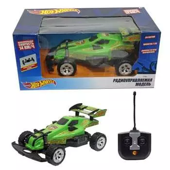Машинка багги Hot Wheels на радиоуправлении, масштаб 1:20, скорость – 14 км/ч, со светом, на батарейках, зелёная