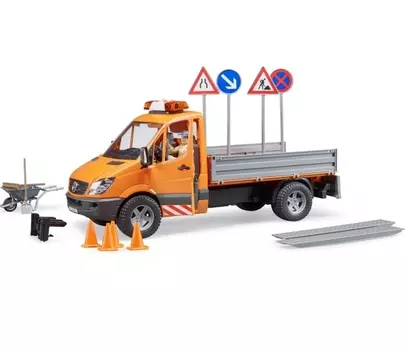 Машинка Mercedes-Benz Sprinter Дорожная служба, с модулем со световыми и звуковыми эффектами, с фигуркой рабочего