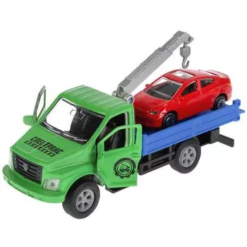 Машины металлические: Газ Газон Next эвакуатор 14,5 см инерционный и Hyundai Solaris 7,5 см -WB)