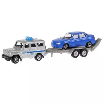 Машины металлические Уаз Хантер 7,5 см. и Лада 110 7,5 см. на прицепе )