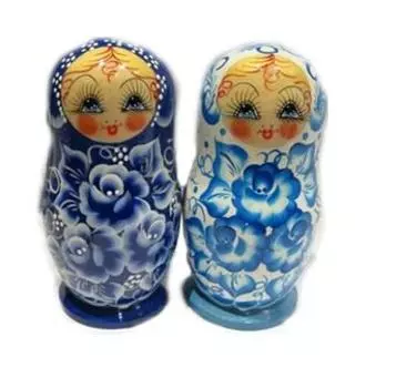 Матрешка 5 в 1, большая, 17 см - Гжель, Эскиз 01