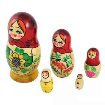Матрешка деревянная – Подсолнухи, 5 в 1