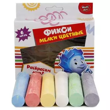Мелки цветные для творчества Фиксики, 6 цветов